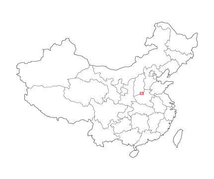 河南省・洛陽、龍門峡周辺の略地図